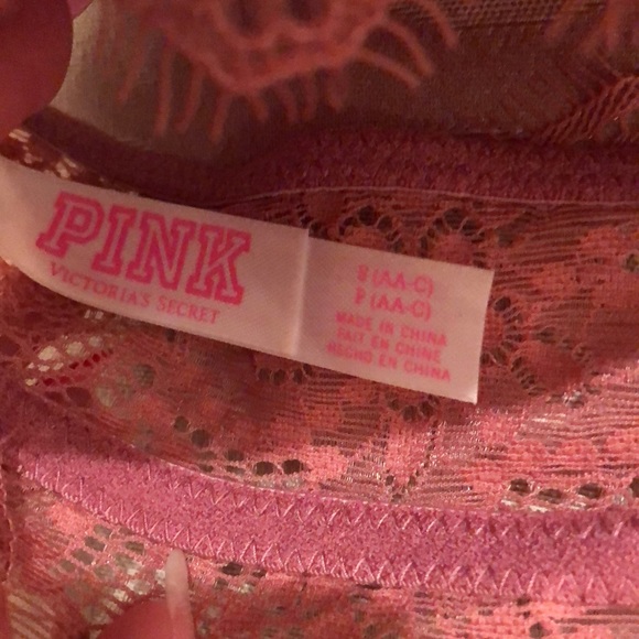 VS Pink Lace High Neck Padded Bralette - Picture 3 of 3